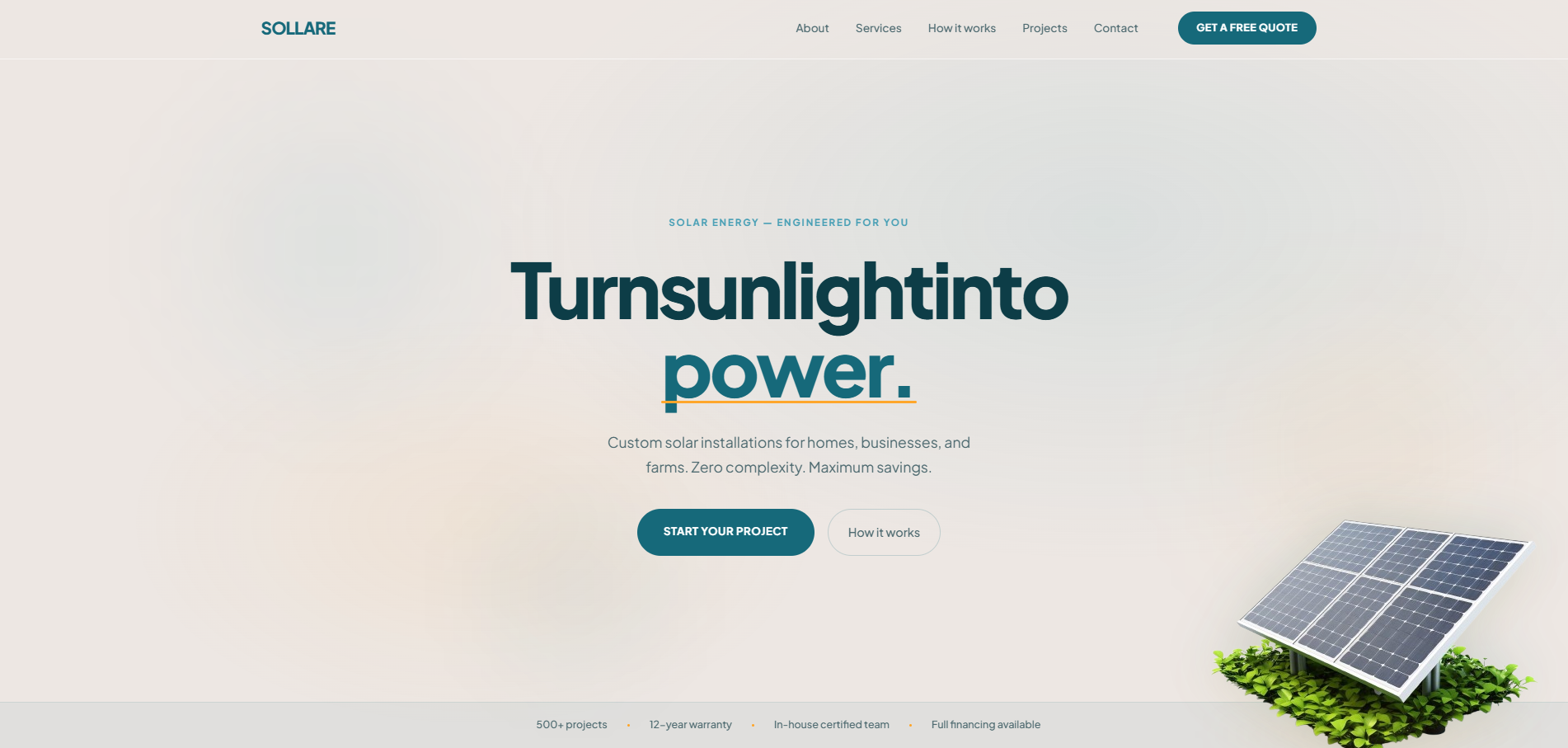 Sollare — Solar Energy Landing Page